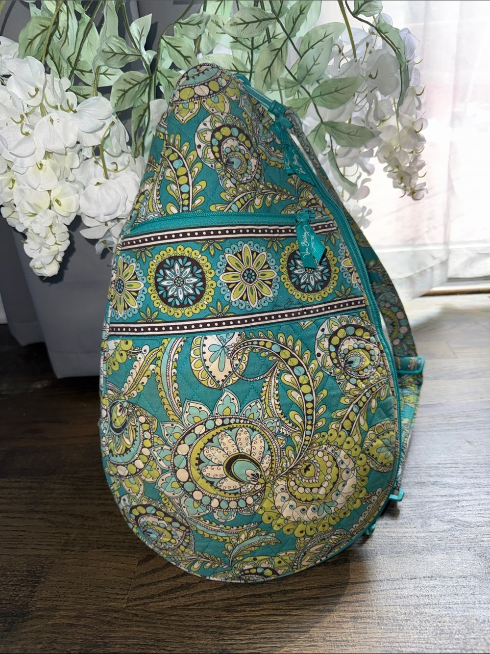Vera Bradley tennis bag Teal and Lime Paisley Sling Bag